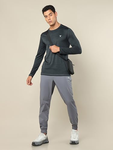 Image of TECHNOSPORT Men's Slim Fit Full Sleeve Round Neck T-Shirt, Double Cool Quick Dry Moisture Wicking Stretchable Sports Gym and Casual Wear