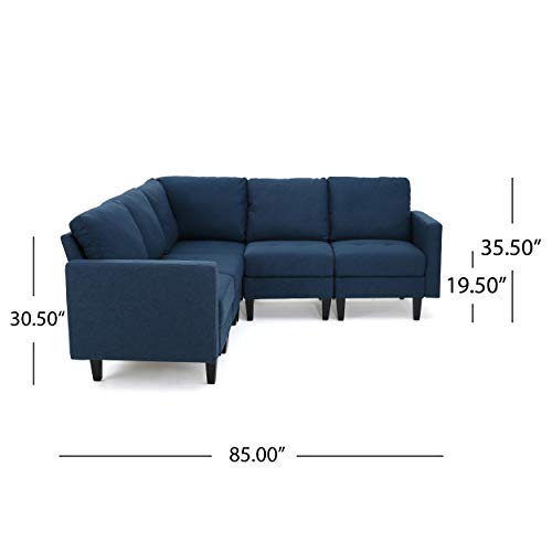 Christopher Knight Home Zahra Fabric Sectional Couch, 5-Pcs Set, Dark Blue #TOP7