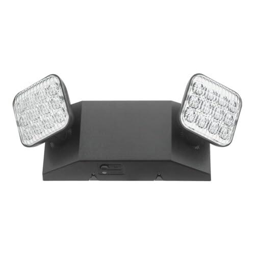Image of Lithonia Lighting Basics LED Emergency Light, Emergency Lighting with Dual Adjustable LED Lamp Heads, Wall Mount, Damp Location Rated, 90-Minute Backup, MVOLT, Black (EU2C B MVOLT M6)