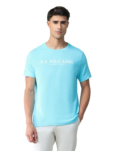 Image of U.S. Polo ASSN. Knitted Slim Fit Cotton T-Shirts for Men - Breathable & Comfortable, Half Sleeves Mens Casual T Shirts
