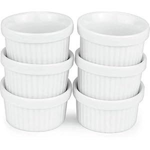 Kÿchen Mini Ramekins 1 oz. 30 ml|Microwave & Oven Safe, Porcelain Souffle Dish, Dipping Sauce, & Small Dessert Cups| 6 Count
