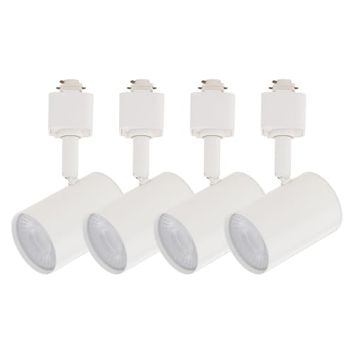 East Grove Home Amped Collection LED 10W Track Head 3000K Warm White Energy Efficient in White for H Track, Standard 3-Wire Track System (Pack of 4 Lights)