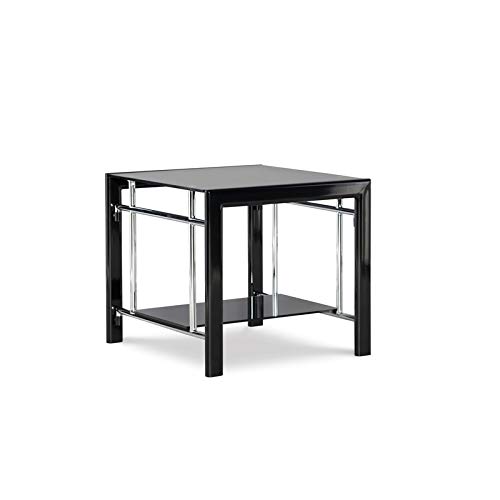 Pemberly Row Modern Glass And Metal End Table Set In Black #TOP1