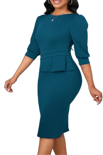 Image of ZVO Midi Dress for Women Pencil Dress Fashion Work Dress Elegant Church Dress High Waist Outfits