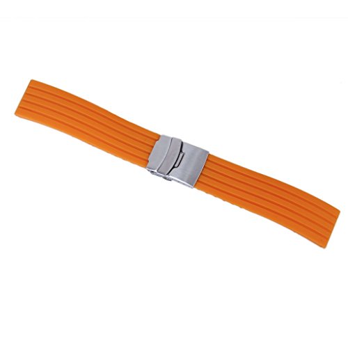 Gleader Silicona reloj correa de caucho band hebilla del despliegue de 22 mm a prueba de agua color naranja
