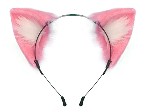 QinRuan Cat Fox Faux Fur Ears Headband Cute Halloween Fancy Dress Cosplay Handmade Animal Furry Ears Hair Hoop
