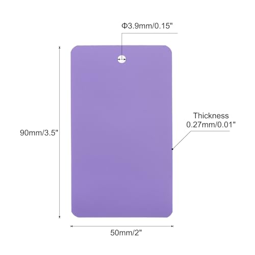 QUARKZMAN 100 Stück Versandanhänger wasserdichte mit Seil, 5 x 9CM PVC Blanko Kunststoffanhänger Rechteckig für Namensetiketten Kleidung Anhänger Geschenkverpackung, Lila