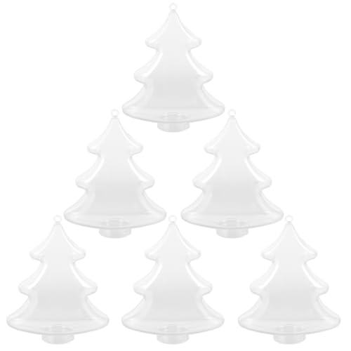 FOMIYES 6 Pcs Christmas Tree Shaped Candy Boxes Cute Clear Plastic Containers Fillable Candy Jar for Weddings Birthdays Xmas Party Favors