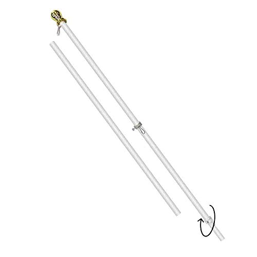 6Ft Spinning Flag Pole – White #TOP5