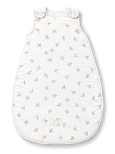 Image of TuddyBuddy Baby Cotton Wearable Quilted Sleeping Bag Blanket 1.5 Tog with 1 Way Zipper Closure | Ideal for Babies & Kids Hypoallergenic Fabrics | (Grey Birds AOP - White, 2-3 Years)