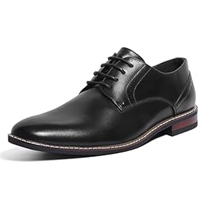 Mofri Men’s Oxford Dress Shoes, Comfortable Cap Toe, Leather, Flexible, Breathable, Flat Heel, Lace-Up, Size 9, US