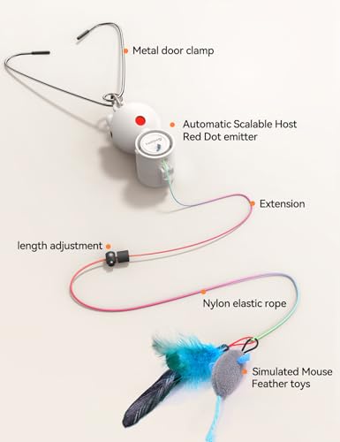 Miniatura 7 de Feelneedy Juguete Interactivo Para Gato Con Pluma Y Led Luz Roja, Juguete Eléctrico Recargable Para Gatos, 2 Modos, Juguete De Ejercicio Para Gatos Peludos, Cat Toy Blanco