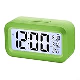 RichVibe Mini sveglia elettronica retroilluminata, design salvaspazio da scrivania e comodino con allarmi multipli per studenti e bambini (verde)