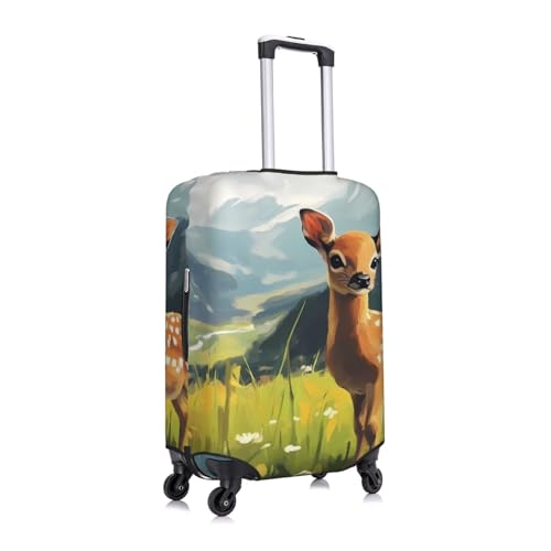 Deer In The Meadow Elastic Travel Luggage Cover, Washable Spandex Suitcase Protector, Anti-Scratch Fits 18-32 Inch3