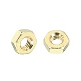 Kozelo 100pcs Hex Nuts - [M2-0.4mm] Brass Hardware Metric Coarse Thread Metal Nuts for Precious Electronics Mechanical Fastening, Yellow