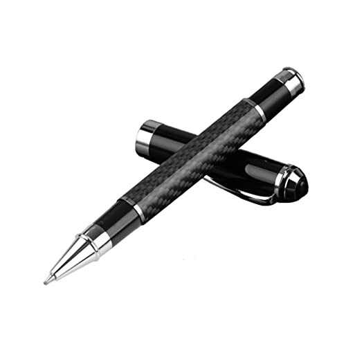 HDOYTXXM Bolígrafo de gel de firma de fibra de carbono, tinta negra, escritura de negocios, oficina, suministros escolares, bolígrafo retráctil