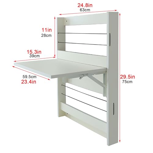 Table pliante murale blanche pour buanderie et espace couture - 4