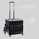 Tragbarer, faltbarer Mehrzweckwagen – robuster Rollkisten-Bollerwagen mit Griff und Deckel für Geschäfte – 8-Rad-Design, schwarz, große Kapazität
