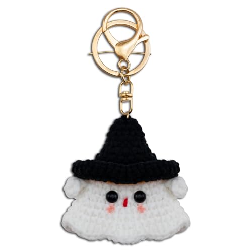 Halloween Crochet Ghosts Keychain Boo Basket Stuffers for Her Charm Funny Gifts Handmade Knitted Mini Goast Keyring Cute Plush Bag Charms Decor Accessories