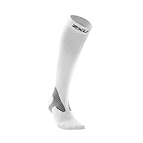 2XU Men's Elite Compression Performance Sock (White/Grey, Small)