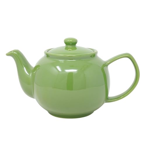 Image of UNIQUE HOME LIVING Brights Olive Green Porcelain Green Tea Coffee 6 Cup Teapot