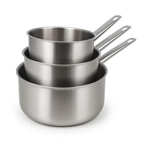 MENASTYL - Set de 3 casseroles professionnel 16/18/20cm en acier inoxydable - 6014033