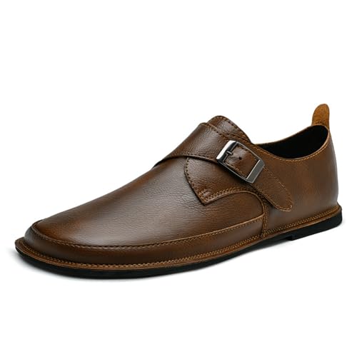 Mens Shoes Dress Slip - on Loafers， Men's Simple Premium Genuine Leather Buckle Shoes for Driving