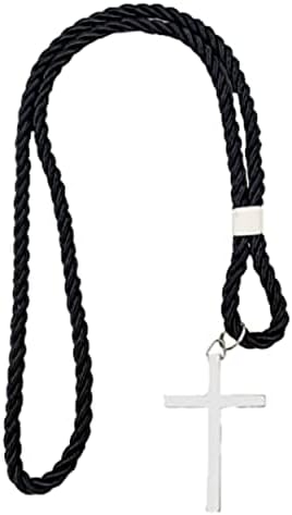 Mercy Robes BLACK CLERGY CORD WITH SILVER CROSS