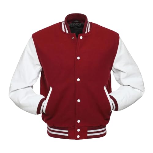 Men’s Varsity Jackets Baseball Letterman Wool Body Genuine Leather Sleeves Bomber American Style Varsity Jacket2