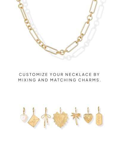 PAVOI 14K Gold Plated Chunky Charm Necklace Pack for Women | Statement Paperclip Chain Necklaces with Removable Charms | Heart Palm Tree Bow Pearl Love Friendship Necklace3