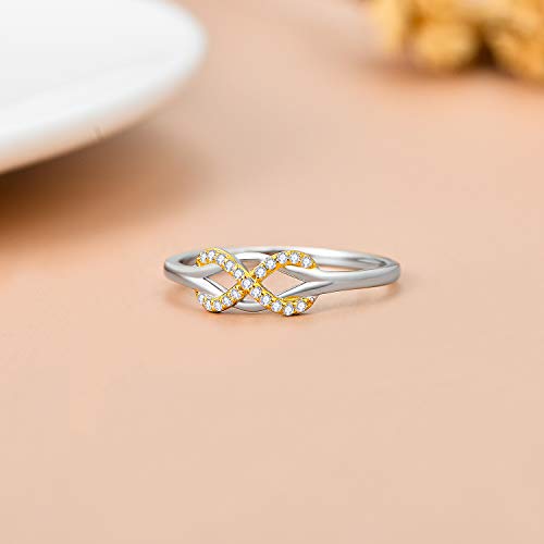 SISGEM Infinity Love Band Ring,14K Solid Gold Celtic Love Knot Symbol Natural Diamond Ring Forever Endless Promise Ring Anniversary Wedding Engagement Band for Women Size 5-113
