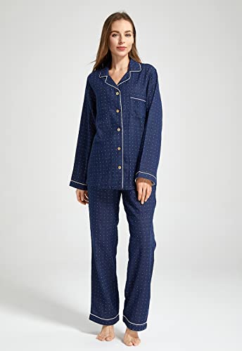 Image of Womens Muslin Pajama Set 100% Cotton Double Gauze Linen Like | Breathable Soft Comfort Button Up Loungewear Sleepwear PJ Set