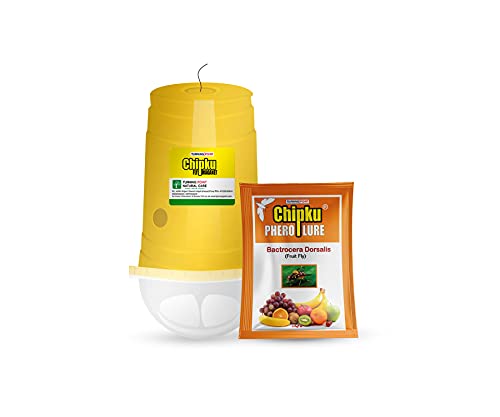 Image of Chipku Glass Trap with Fruit Lure Pack of 20 Traps for Garden & Agriculture to Control Bactocera Dorsalis|Fruitfly for Mango, Guava, Papaya & All Fruit Crop Pheromone Trap for Guaranteed Results