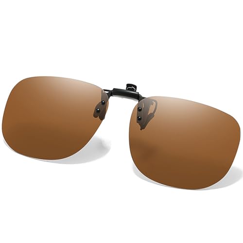 Image of Polarized Clip On Sunglasses Over Prescription Glasses Men Women Rimless Flip Up