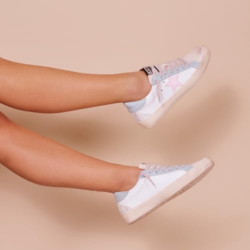 Image of Mi.iM Sofia Women's Low Top Star Sneakers - Fashion Lace-Up Shoes with Cushioned Insole and Rubber Sole