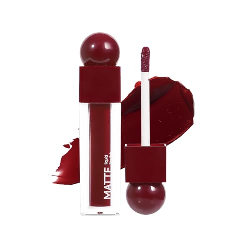Liquid Lipstick for Women | Long Lasting Waterproof & Highly Pigmented Velvet Smooth Creamy Formula Deep Wine Red Lip Gloss Makeup Gift