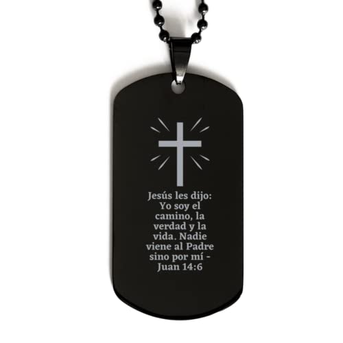 placa de identidad con frases de la Biblia - Jesus les dijo: Yo Soy el Camino, la verdad y la vida - Juan 14:6 - placa de identidad con cierre deslizante - Pulseras de escalera