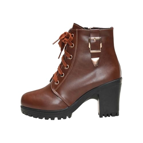 Bottes courtes pour femmes à talon haut et boucle britannique chic