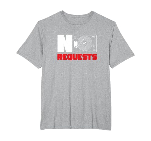 No Requests DJ Deejay Turntable Headphones Party Disco Club T-Shirt, Men's Big and Tall, Heather Grey, 4X Tall