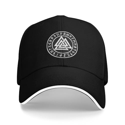 Casquette de baseball Odin Valknut noire ajustable pour homme et femme
