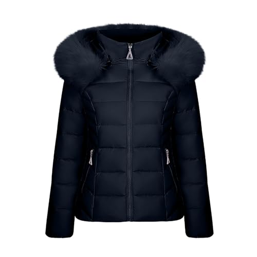 vokkrv Casaco feminino penas curto grosso casaco acolchoado inverno outono casaco intermédio casual casaco plumas solto básico, Preto