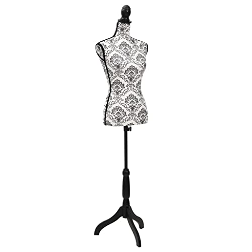 vidaXL Buste de Couture Mannequin Femme Noir et Blanc Buste Vitrines Boutique