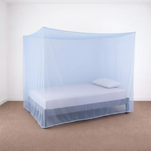 Image of Yuvraz Mosquito Net for Bed | Foldable & Breathable Bed Net with Strong Mesh | All-Round Protection from Mosquitoes, Flies & Insects Ideal for Double /Single Bed (Blue, 3 * 6.5 ft)