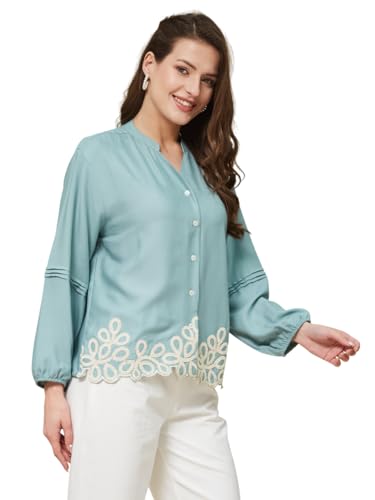 Image of J TURRITOPSIS Women's Rayon Stylish Embroidered Shirt