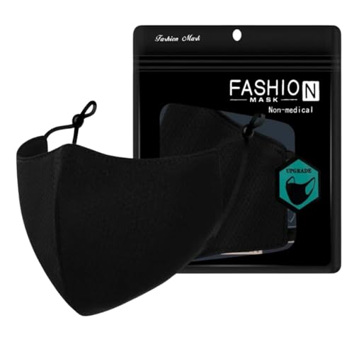 スポーツマスク 5枚セット 夏用 息がしやすい ひんやり 冷感 快適 ずれにくい 洗える 立体マスク 布マスク 男女兼用 耳紐調節可能 (ブラック)