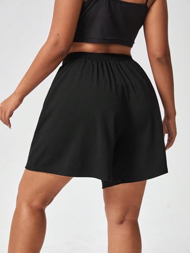 Image of dockstreet Straight Wide fit Long Length Cotton Shorts with Two Side Pockets for Women /Trending Multi Pocket Style, Relaxed Casual Shorts for Women