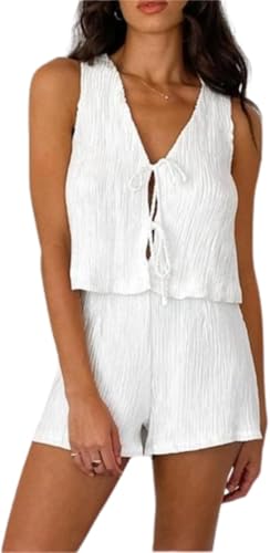 Linen Vest Women Linen Set Casual Pants Linen Vest Tops 2 Piece Sets Sleeveless Button Down Top Round Neck Tops