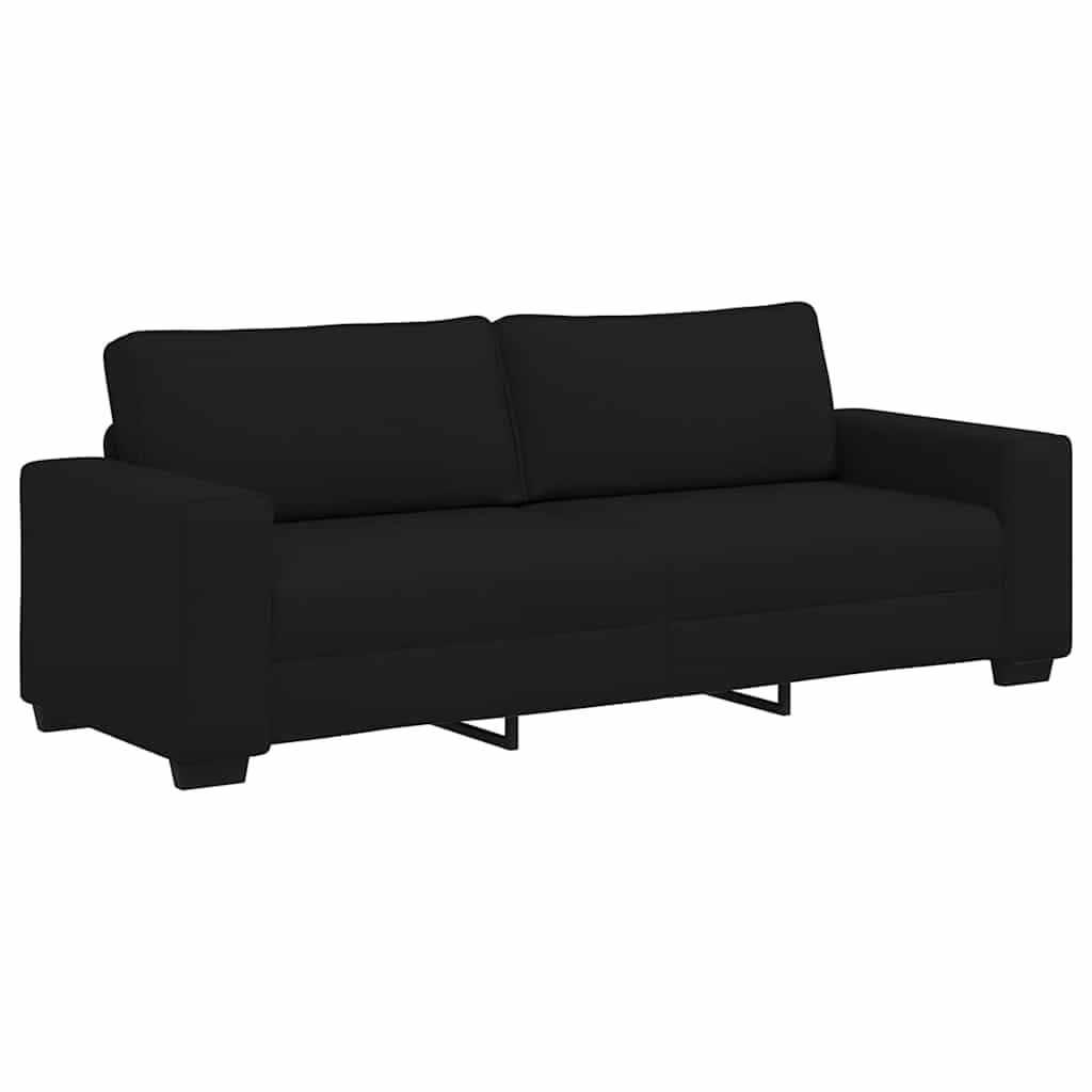 Sofa 3-osobowa, czarna, szerokość siedziska 180 cm, obicie materiałowe, wytrzymała kanapa do salonu do relaksu