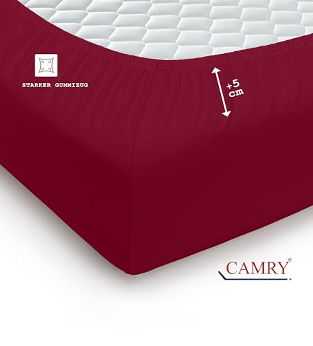 Camry Spannbettlaken 2er-Set 90x200cm - 100x200cm Bordeaux Baumwolle Jersey Oeko-Tex – Ansicht 4