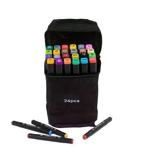 Nuhjytgf Colouring Pens | Double Tip Markers Set | Marker Pens | Felt Tip Pens | Oil-based Marker | Fine Brush Tip Marker | Non-smudge & Quick Drying Markers With Carrying Case For Kids & Adults Arts